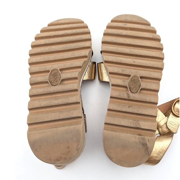 Söfft Ruthie Ankle Strap Platform Wedge Sandals Women's Gold Size US9.5M EU40 - Picture 7 of 10